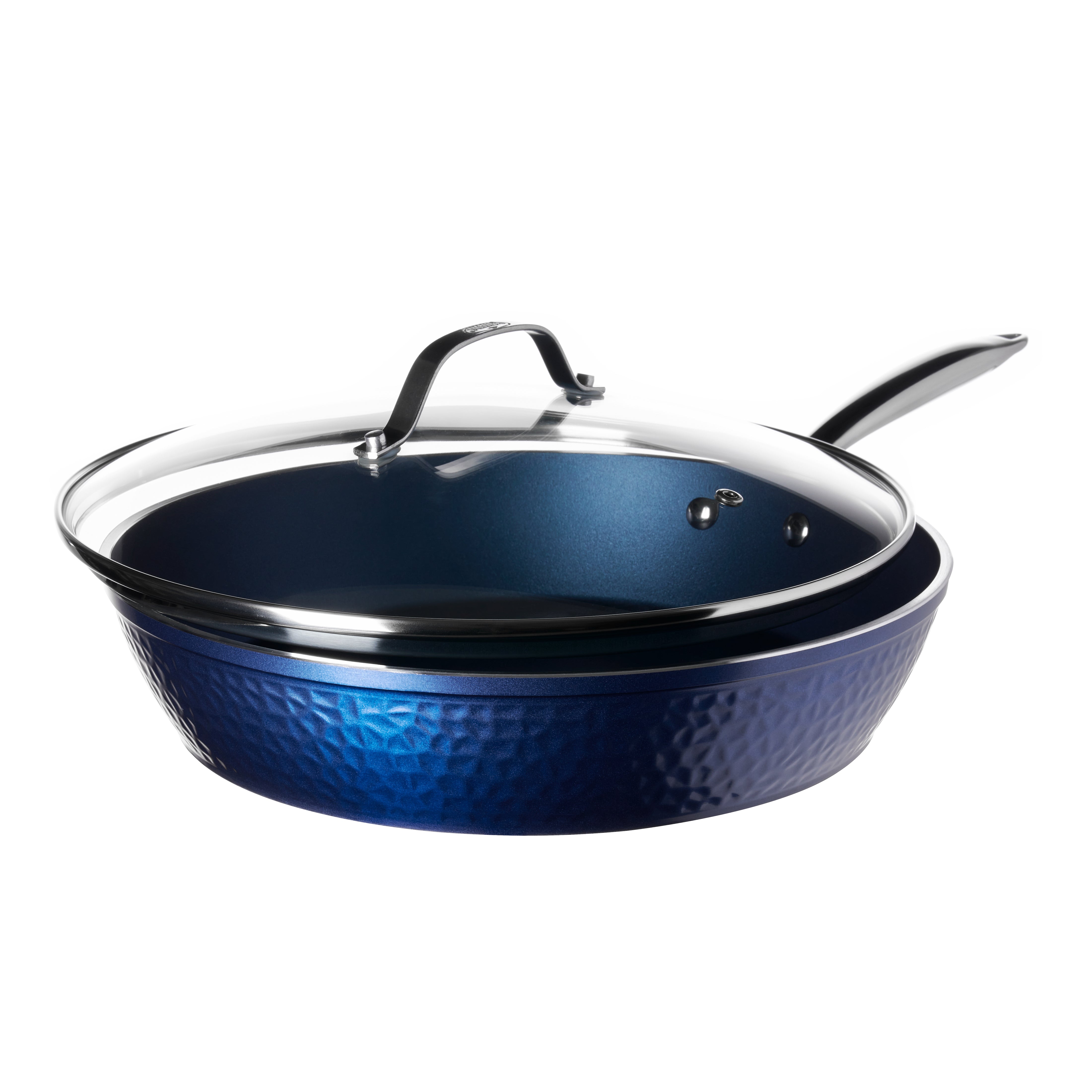 by 13 Inch Nonstick Cast Iron Dual Handle Pan, Ceramic Coated Frying Pan,  Blue Baking tray