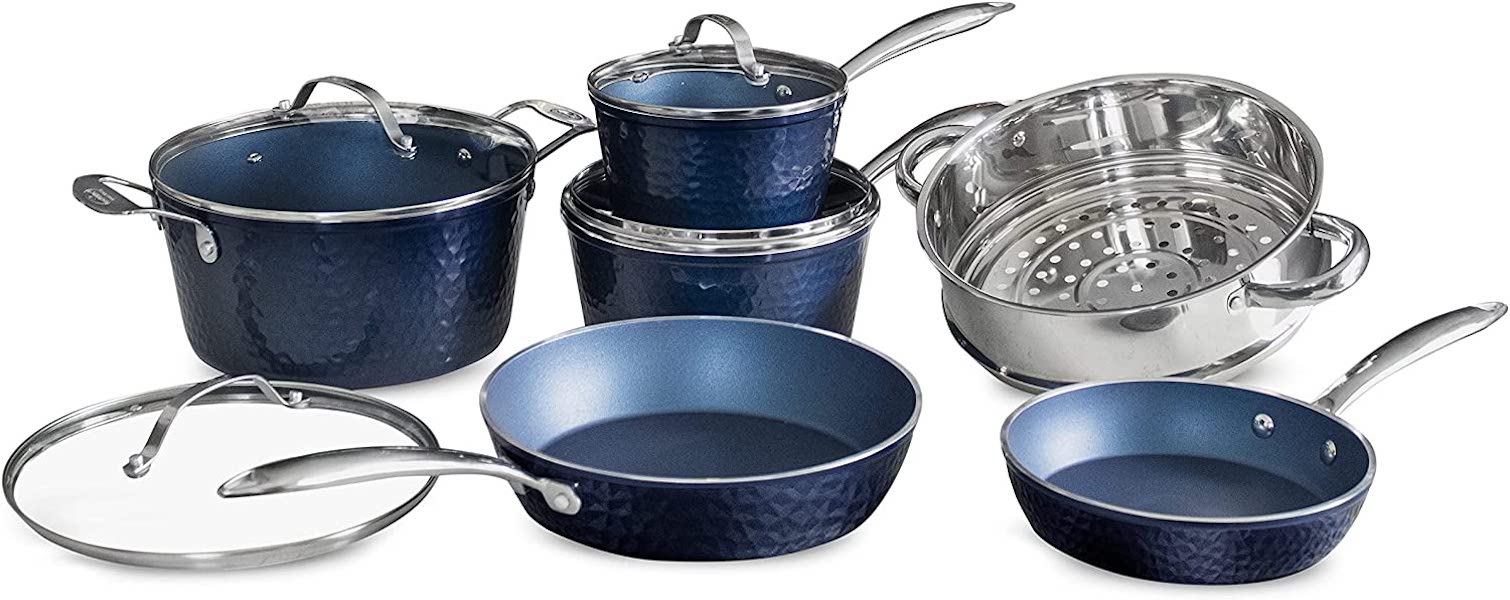 Granitestone Stainless Steel Blue 10-pc. Cookware Set, Color: Blue